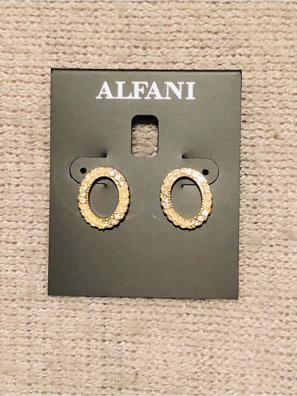 Alfani Gold Crystal Oval Hoop Stud Earrings